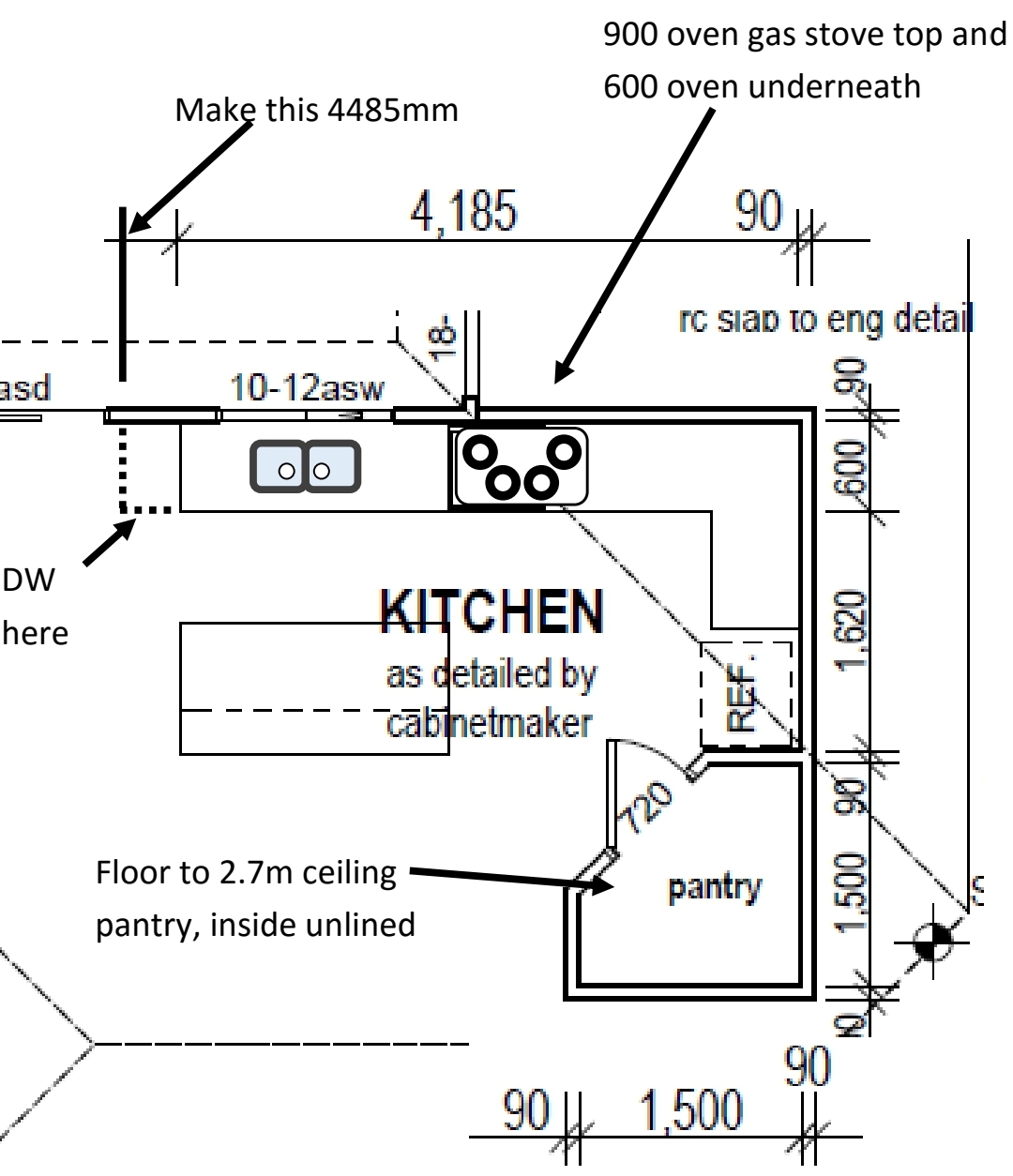 L shaped kitchen plan