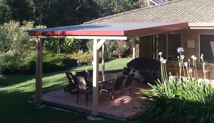 Roofed wooden pergola