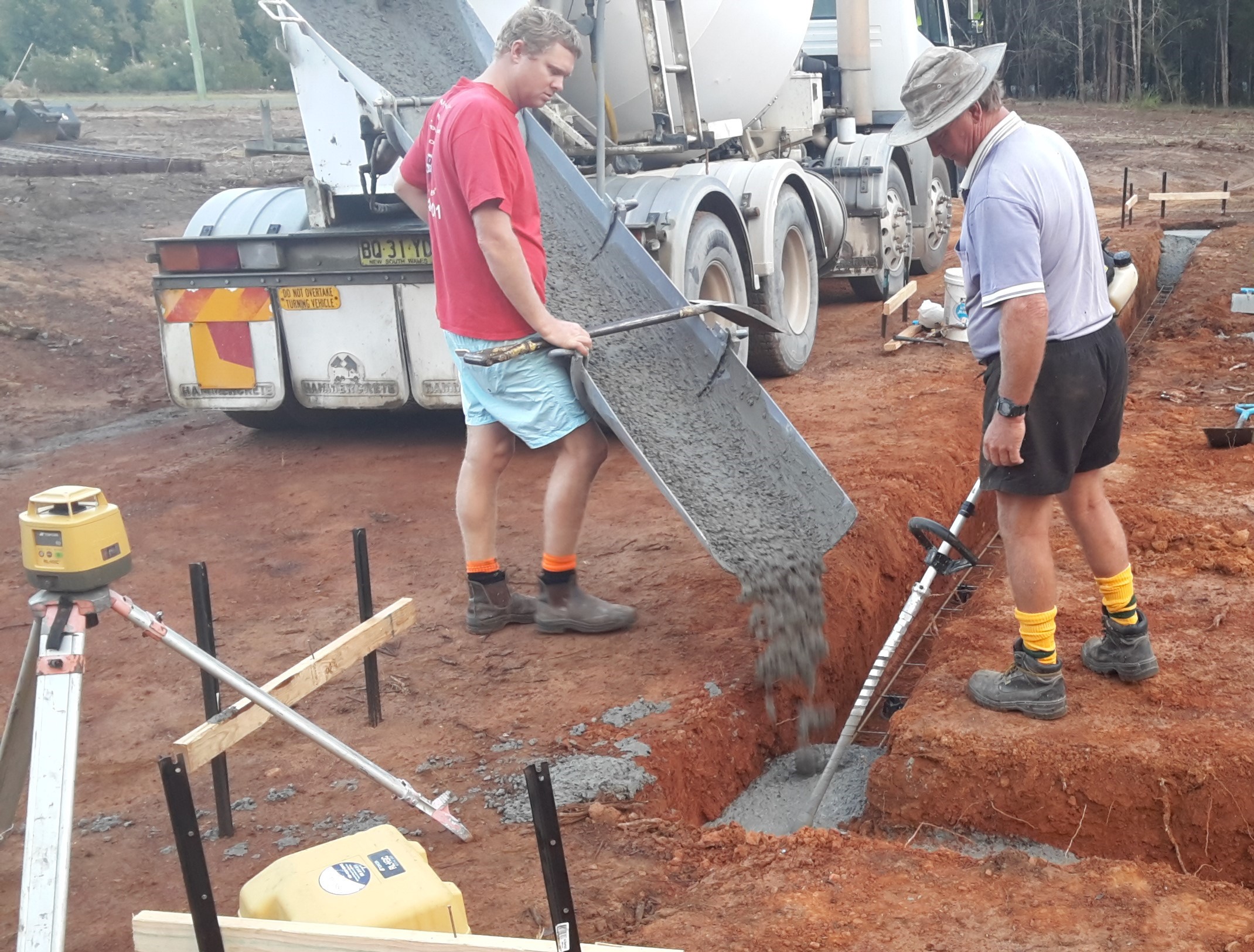 Pouring concrete footings