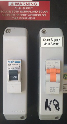 Dual main switches for solar power disconnection