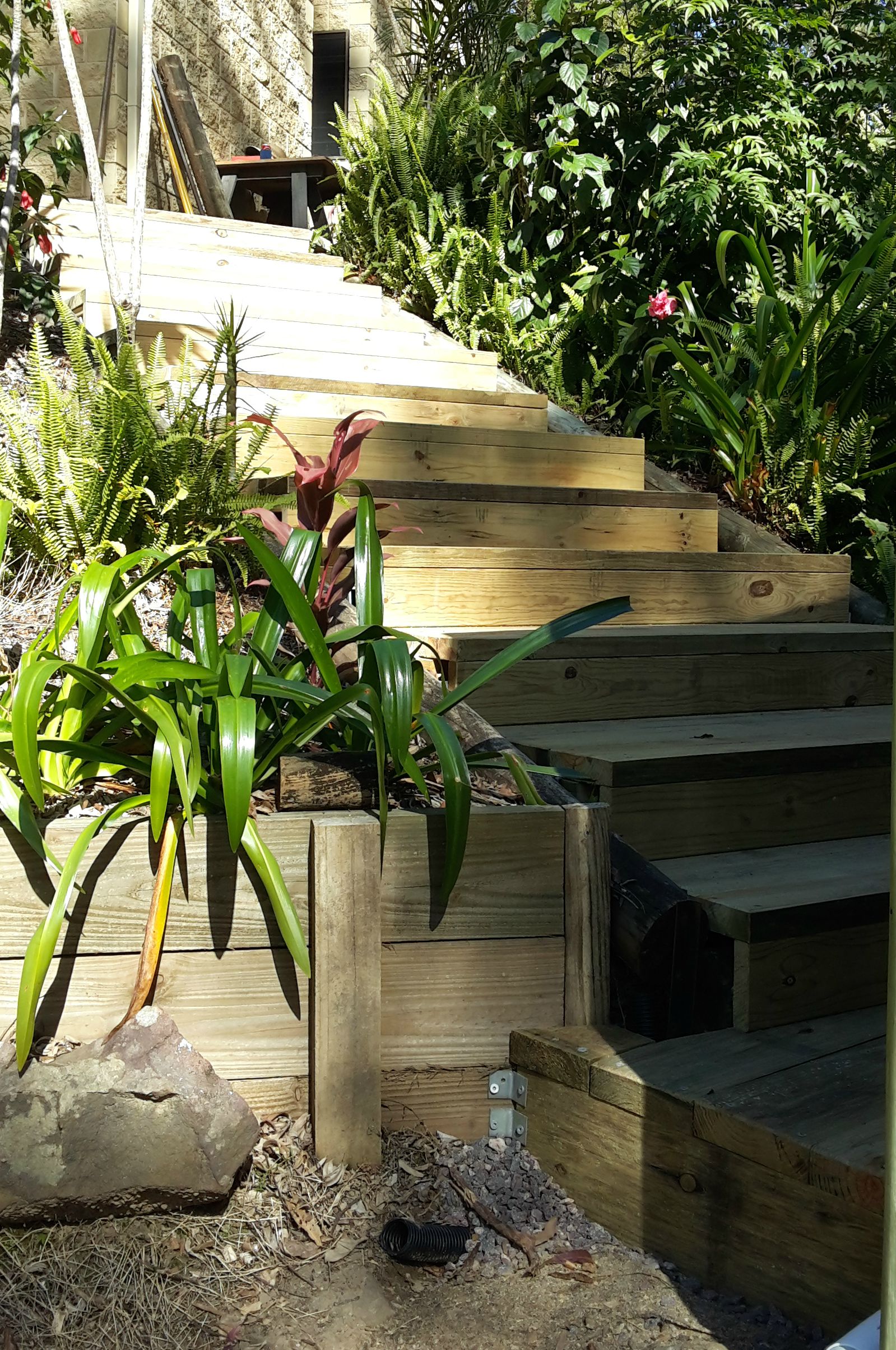 Wooden steps from Pine Sleepers