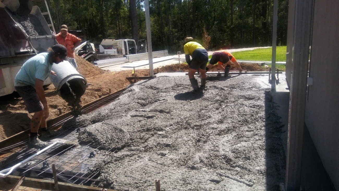 pouring concrete