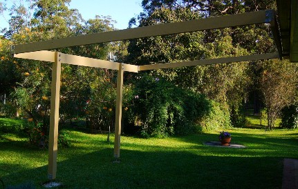 Pergola with outside joists installed