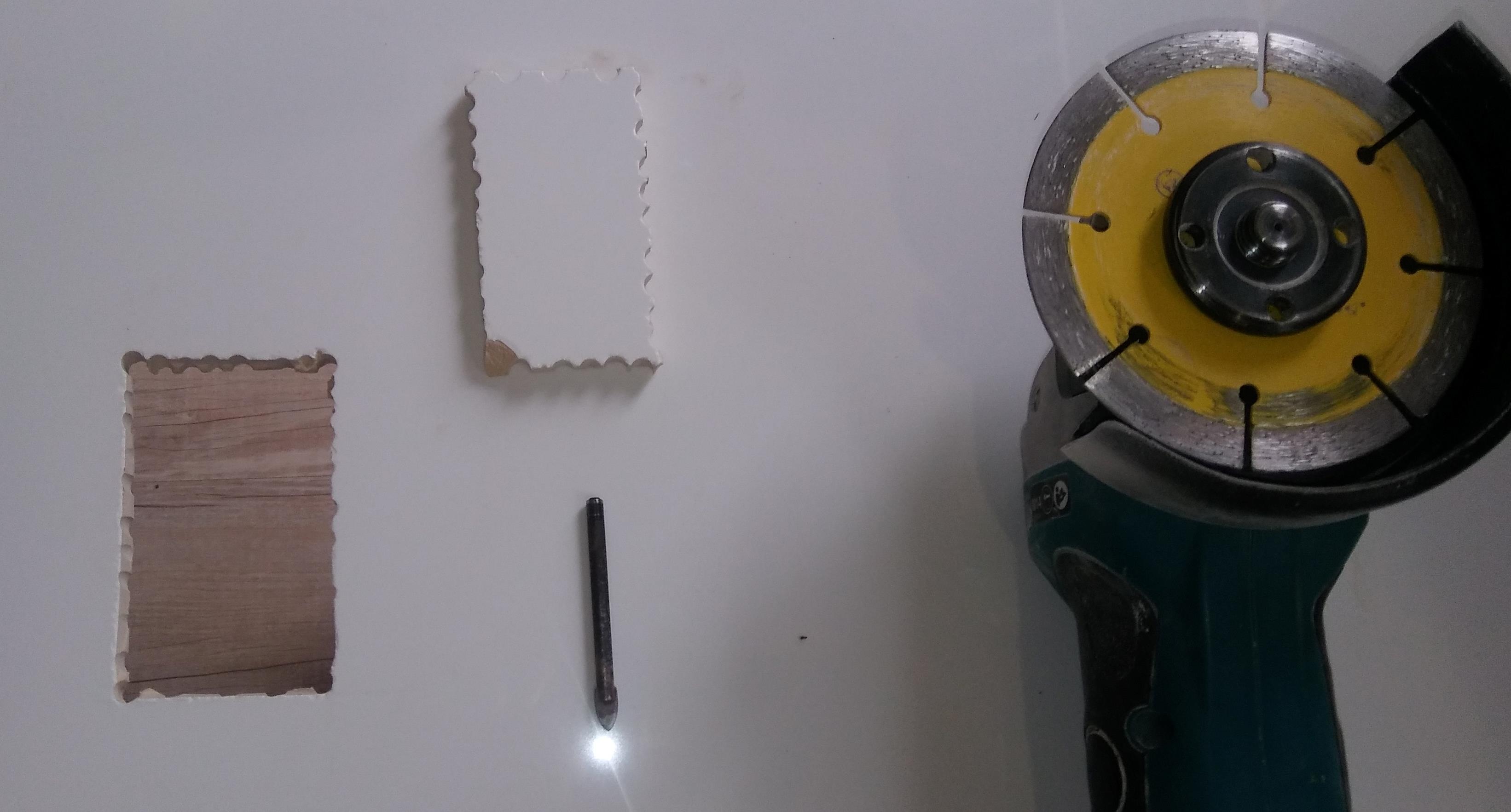 Square hole tile cutting